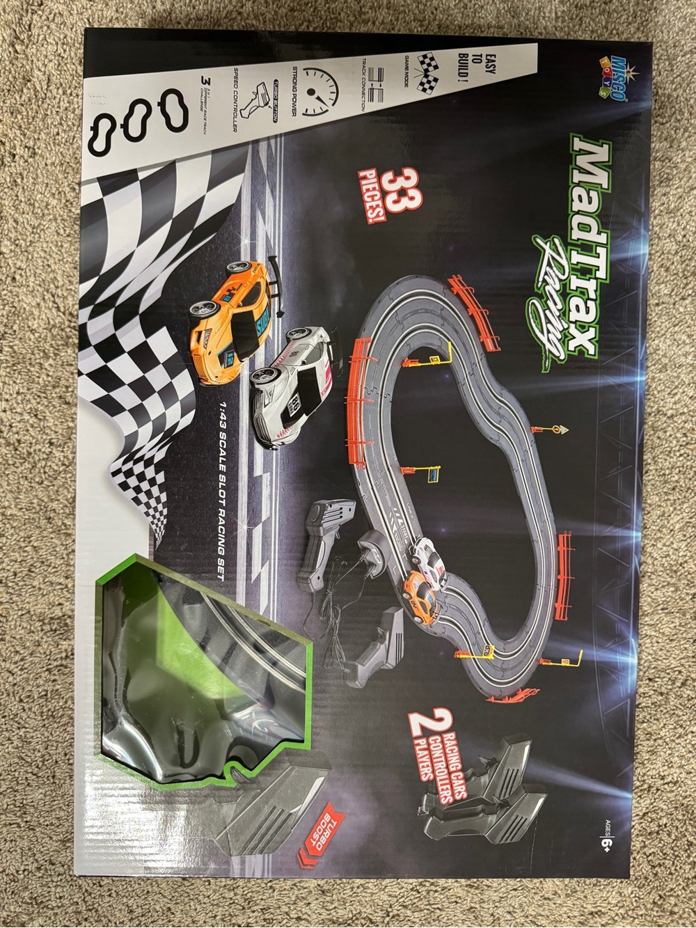 33-Piece Slot Car Track Set - Black & Orange